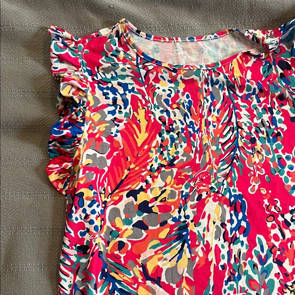 Colorful Ruffle Sleeve Top - Picture 2 of 2